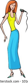A vector illustration of singing girl.