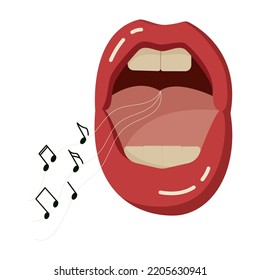 Vector illustration of a singing mouth. Music concept.