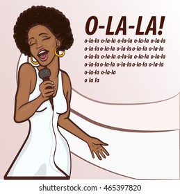 vector illustration of a singing woman bride . copy space