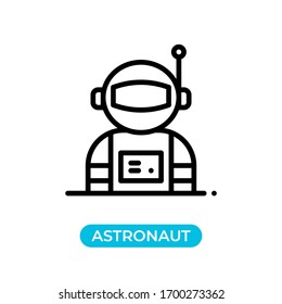 Vector illustration single astronaut avatar icon use black color with line design style