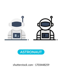 Vector illustration single astronaut avatar icon use 2 variations with flat and lineal color design style