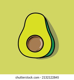 Vector illustration of single avocado green