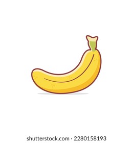 Ilustración vectorial de un solo plátano diseñado al estilo de caricatura plana, aislado en fondo blanco. Icono de banana simple. Frutas tropicales, tentempiés de plátano o nutrición vegetariana. Musa acuminata. 