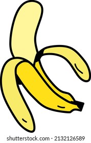 Vector illustration of single banana on white background 