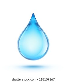 Vector illustration of a single blue shiny water drop