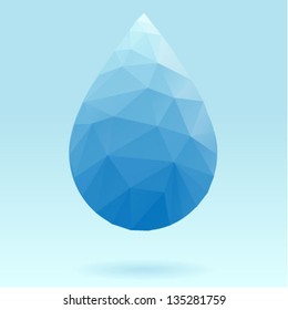 Vector illustration of a single blue shiny water drop