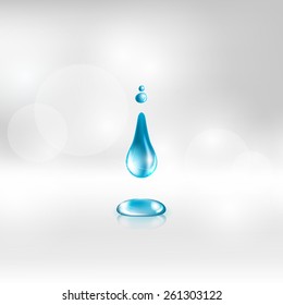 Vector illustration of a single blue shiny water drop