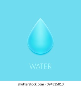 Vector illustration of a single blue shiny water drop