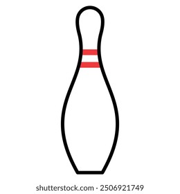 Vector illustration of a single bowling pin with red stripes