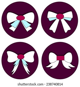 vector illustration of single bows in a circles