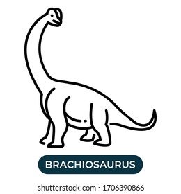 Vector illustration single brachiosaurus icon use black color with line design style