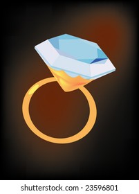 vector illustration of single brilliant ring on dark background