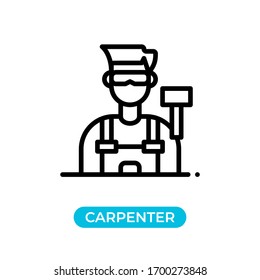 Vector illustration single carpenter avatar icon use black color with line design style