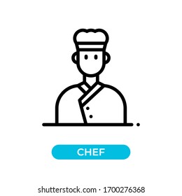 Vector illustration single chef avatar icon use black color with line design style