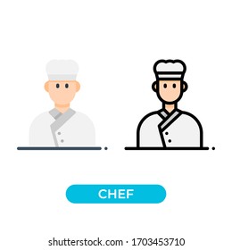 Vector illustration single chef avatar icon use 2 variations with flat and lineal color design style