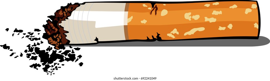 vector illustration of single cigarette butt. single. isolated on white background