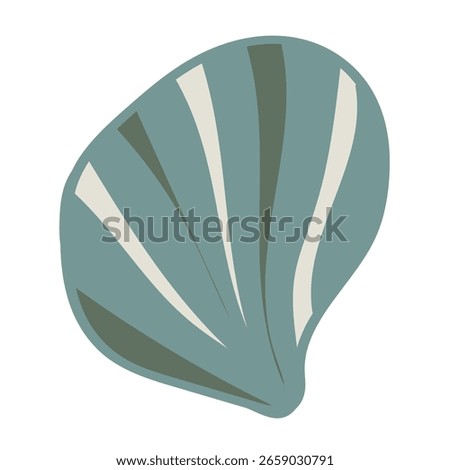 Vector illustration of a single colored sea shell on white background. Elegant drawing for coastal graphic compositions.