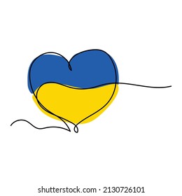 vector illustration of single continuous line love ukraine
