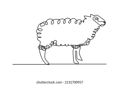 vector illustration of single continuous line sheep