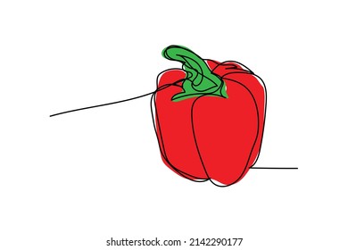 vector illustration of single continuous line hand drawn paprika