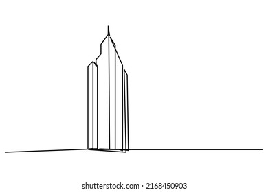 vector illustration of single continuous line tall building