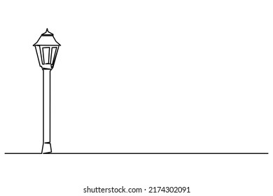 vector illustration of single continuous line hand drawn garden lights