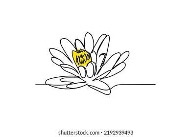 vector illustration of single continuous line water lilies