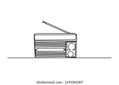 vector illustration of single continuous line radio