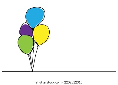 vector illustration of single continuous line hand drawn balloon
