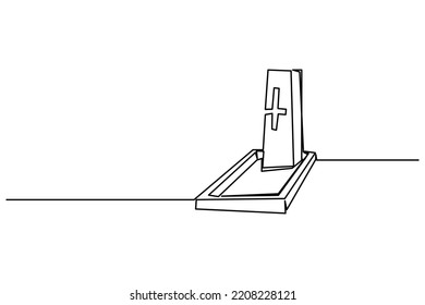 vector illustration single continuous line hand drawn grave