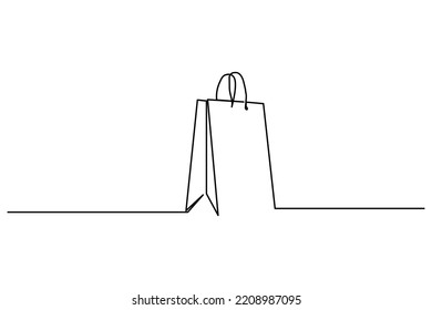 vector illustration of single continuous line shopping bag