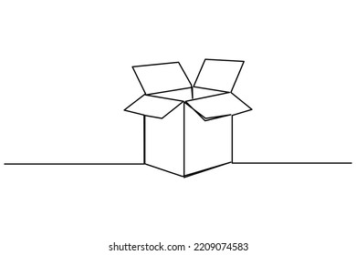 vector illustration of single continuous line hand drawn cardboard