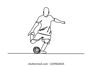 vector illustration single continuous line hand drawn kicking a ball