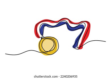 vector illustration single continuous line medal