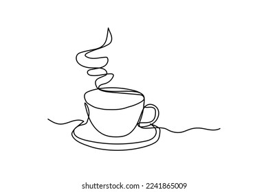 vector illustration single continuous line a cup of coffee