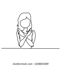 vector illustration of single continuous line expression no