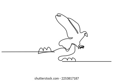 vector illustration single continuous line flying bird