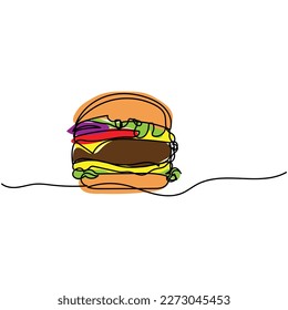 vector illustration single continuous line burger