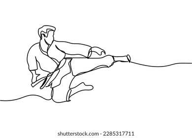 vector illustration single continuous line of person kicking