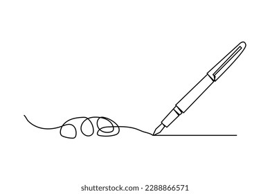 vector illustration of single continuous line writing with pen