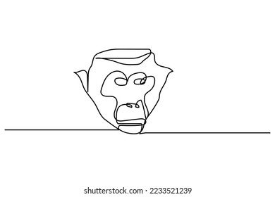 vector illustration single continuous lione hand drawn monkey