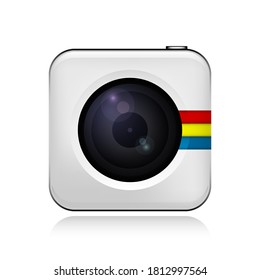 Vector illustration of a single detailed security camera icon isolated on white background