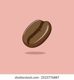 Vector illustration of single or double coffee beans in cartoon flat style. Tropical nature plant, organic bean brown