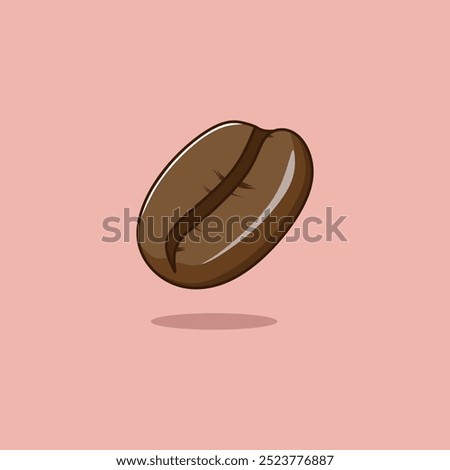 Vector illustration of single or double coffee beans in cartoon flat style. Tropical nature plant, organic bean brown