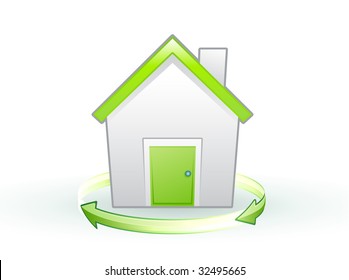 Vector illustration of Single eco icon - Green house