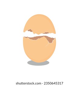 Vector illustration of single egg or set eggs cracked in cartoon flat style. Farmer product, organic farm food icons and logo. Natural chicken eggs healthy protein isolated on white background