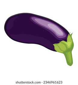 Ilustración vectorial del estilo plano de la caricatura vegetal de una sola berenjena. La berenjena aislada en fondo blanco. El concepto de comida natural orgánica diseñado en color violeta. Solanum melongena vegetal