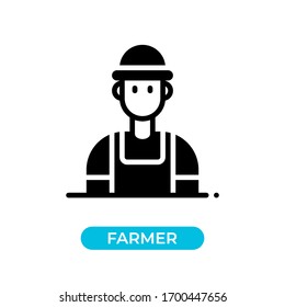 Icono de avatar de un solo granjero, vectorial o logotipo utilizan color negro con estilo de diseño de glifo