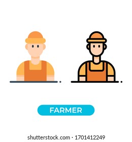 Icono de avatar de un solo granjero, vectorial o logotipo utilizan 2 variaciones con estilo de color plano y lineal