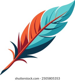una Ilustración vectorial de una sola pluma flotando suavemente en el aire.